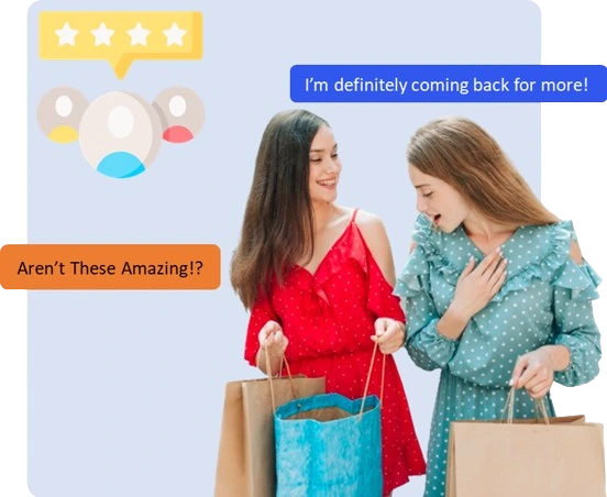 Woman surprised by the unique customer experiences and are looking forward to come back for  more enabling brands to build loyalty